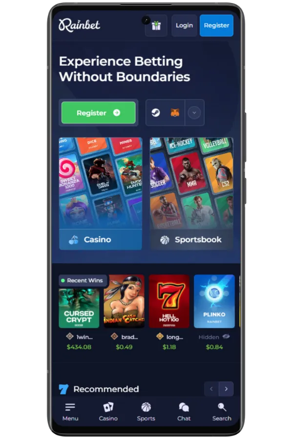 Rainbet εγγραφή βήμα 1