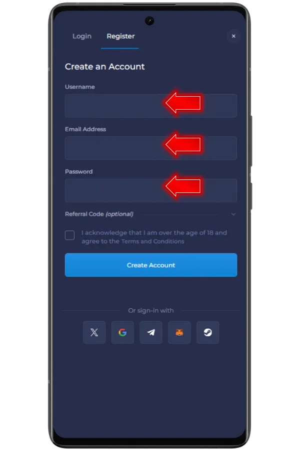 Rainbet εγγραφή βήμα 3