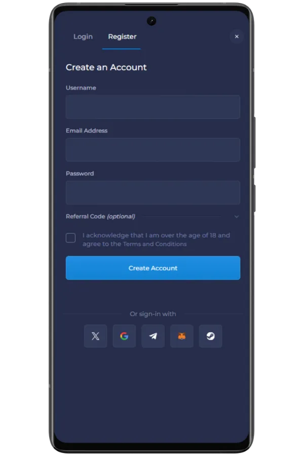 Rainbet εγγραφή βήμα 2