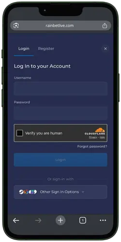 RainBet Login Page